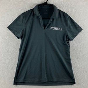 Nike Polo Shirt Womens L Large Black Collared Breathable Cap Sleeve Pullover